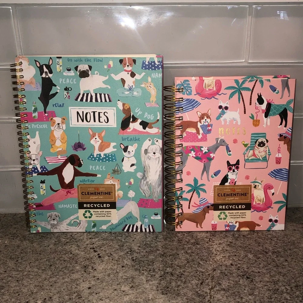 ✨NWT✨ Clementine Paper Spiral Notebook Journal Notebook Set of 2 Dog Print Theme - Picture 3 of 15